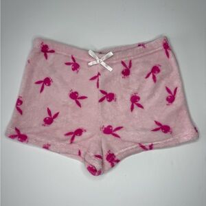 Playboy Bunny Lounge Shorts Womens Large Pink Fleece Y2K Pajamas